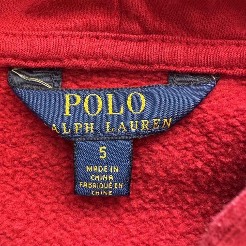 Polo Ralph Lauren Hoodie Boys 5 Red Navy Full Zip Fleece Big Pony Crest Patch 3 - Picture 3 of 6